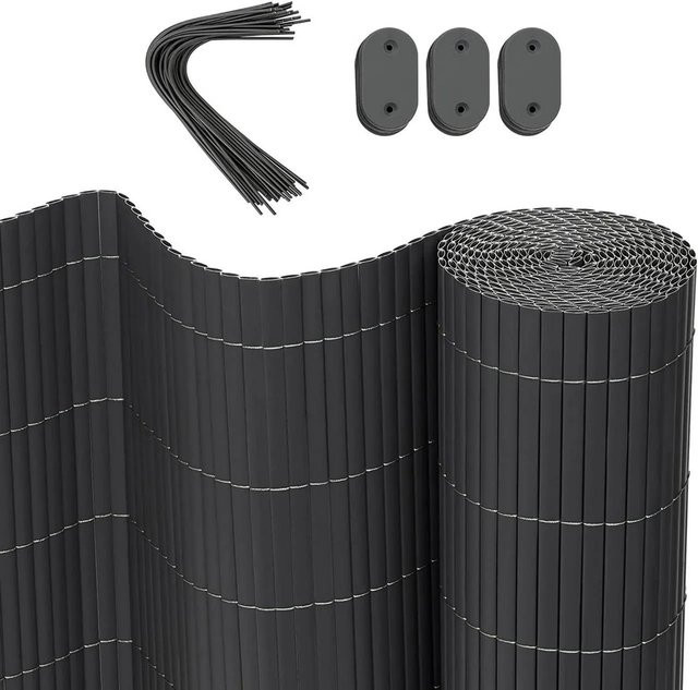 WOLTU Sichtschutzmatte aus PVC in Anthrazit Grau inklusive Kabelbindern, B: 300 cm, H: 120 cm - Bild 1