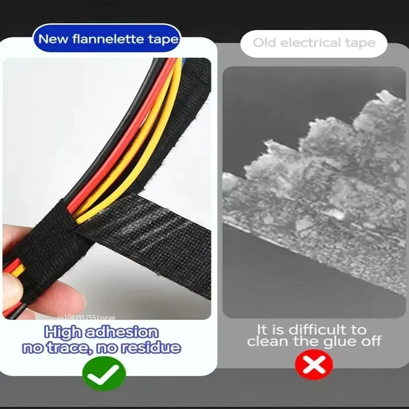 Schwarzes Kfz-Gewebeband, 15 m elektrisch isolierendes und hitzebeständiges Thermo-Autoband, wasserdichtes und schalldichtes Kabelband aus Stoff und Gummi - Bild 2