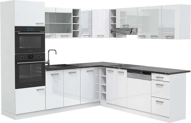 Vicco R-Line Eckküche in Weiß Hochglanz und Anthrazit, B/T/H: 237 x 247 x 81,6 cm - Bild 1