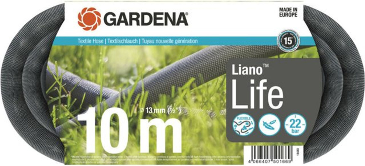 GARDENA Liano Life Textilschlauch-Set mit Schlauchverbinder und Wasserstop, 1/2 Zoll, 10 m - Bild 2