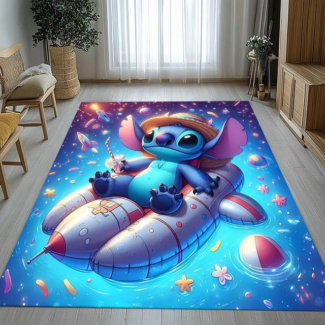 Rutschfester Kawaii Cartoon S-Stich Bereichsteppich aus Polyester für Kinderzimmer und Wohnzimmer, Mehrfarbig, B/T: 60 x 40 cm - Bild 1