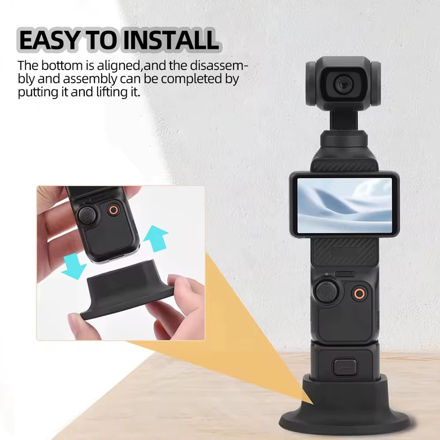 DJI Osmo Pocket 3 Silikon Halter Desktop Ständer Basis Adapter in Schwarz - Bild 3
