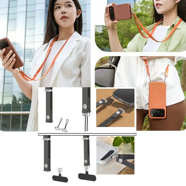 Magnetisches Umhängeband in Orange mit universeller Dichtung für alle Handys als verstellbare Handyhülle-Gurte - Bild 1