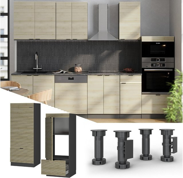 Vicco Mikrowellenschrank Fame-Line in Anthrazit und Eiche mit Schublade, Tür und Soft-Closing-Scharnieren, Breite: 60 cm - Bild 1