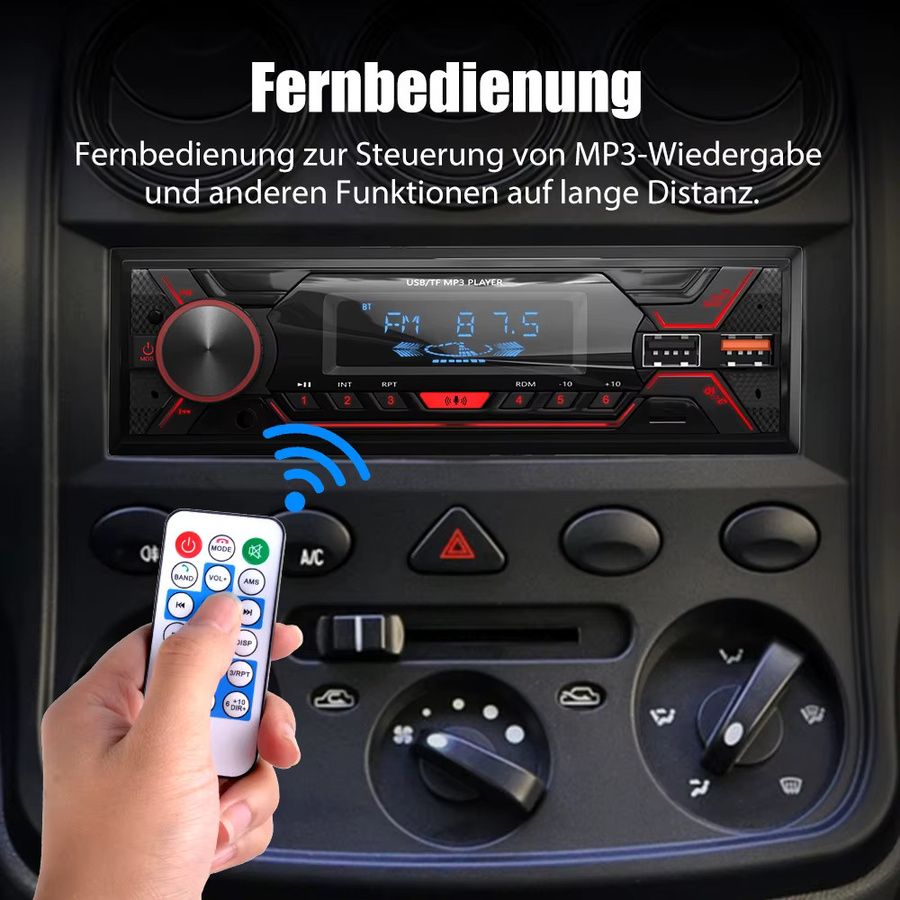 MOPECT DAB+ Single 1 DIN Autoradio mit Bluetooth, MP3-Player, 2 USB, TF, FM und AUX in Schwarz - Bild 3