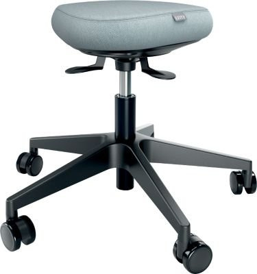 Leitz Ergo Active Steh- und Sitzhocker, ergonomisch höhenverstellbar, gepolsterter Balance-Komfortsitz mit Stoffbezug und 5 Rollen, grau-schwarz, Durchmesser: 60 cm, Höhe: 47-60 cm - Bild 1