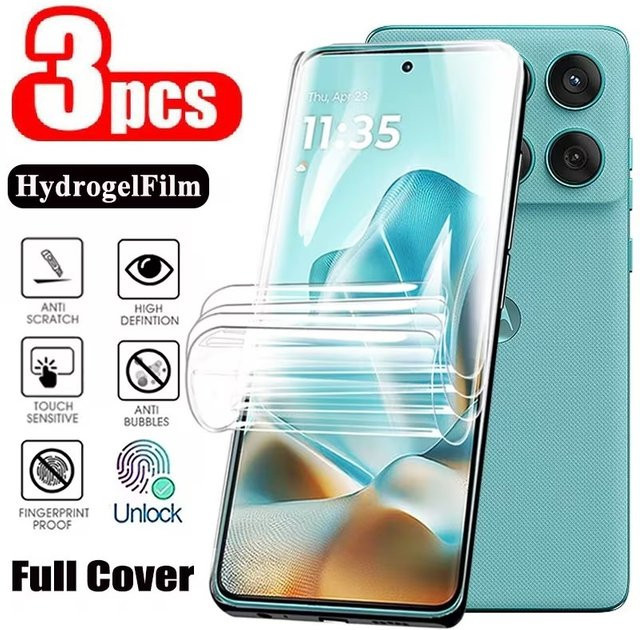 3er-Pack HD Hydrogel Displayfolie für Motorola G06 G24 G57 Moto G54 5G Power G86 G67 Power 5G, transparent - Bild 1
