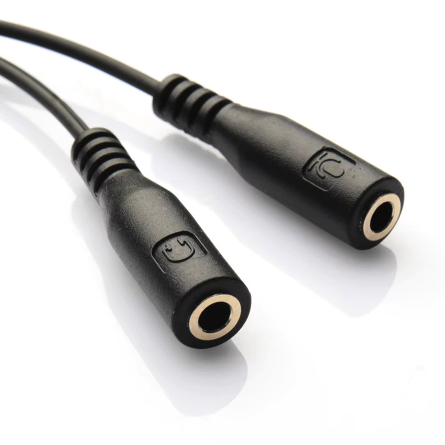 ALLOET Y-Splitter Adapter Kabel Schwarz mit 3,5mm Jack 1 TRRS Stecker auf 2 TRS Buchsen für Musik und Mikrofon Headset - Bild 3