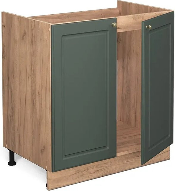 Vicco Spülenunterschrank Fame-Line in Landhaus-Optik, Farbe Anthrazit, Grün und Gold, B/T/H: 80 x 60 x 82 cm - Bild 1