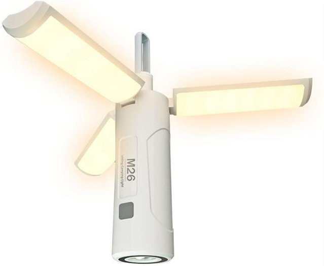 TOMTOP JMS Faltbare Campingleuchte in Weiß, multifunktionale LED Zeltlampe mit Powerbank-Funktion, dimmbar und wasserdicht, wiederaufladbar - Bild 1
