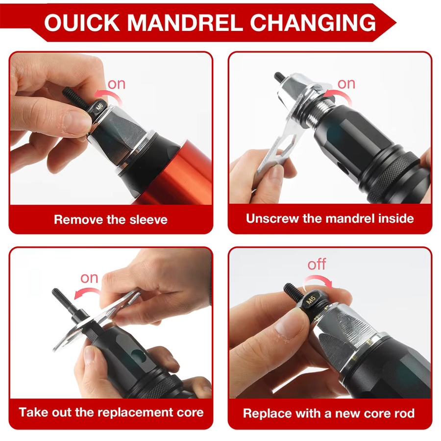 Professionelle elektrische Nietmutternpistole als Akku-Nietwerkzeug für M3 M4 M5 M6 M8 M10 Muttern - Bild 6