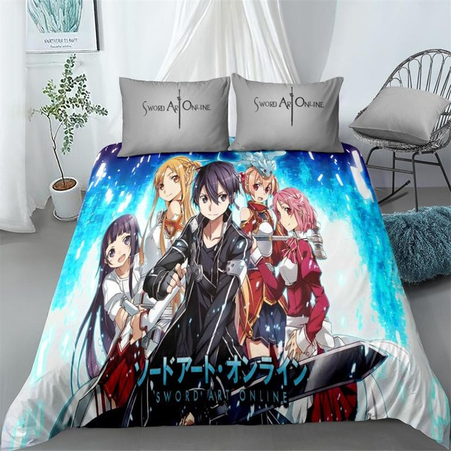 Sword Art Online Bettwäsche Set Kirito 3D Design in Blau, 2-teilig mit Bettbezug und Kissenbezug, B/H: 90 x 200 cm - Bild 1