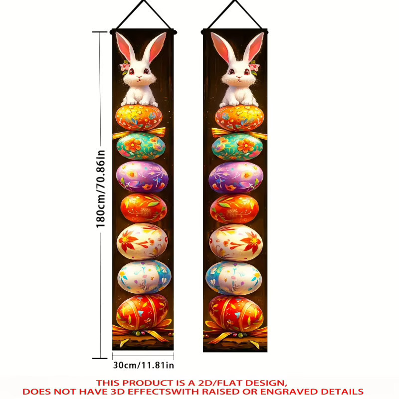 VIKAMA Buntes Ostereier-Set mit Hasenmotiv als 2D Flacher Türhänger, Mehrfarbig, Breite: 30,0 cm, Höhe: 180,0 cm - Bild 5