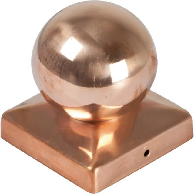 T & J Pfostenabdeckung aus Metall in Kupfer mit Kugelform, Breite: 9 cm x 9 cm - Bild 1
