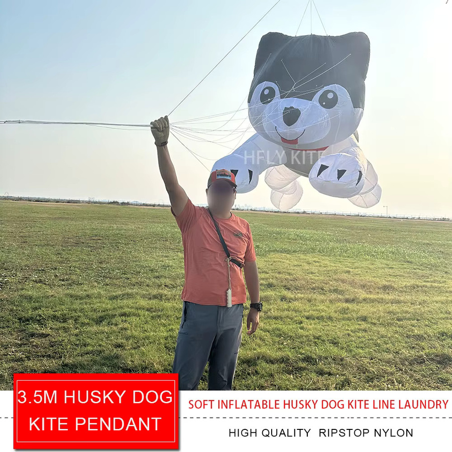 HFLY Husky Dog Kite Anhänger aufblasbarer Tierdrachen aus Nylon schwarz - Bild 1
