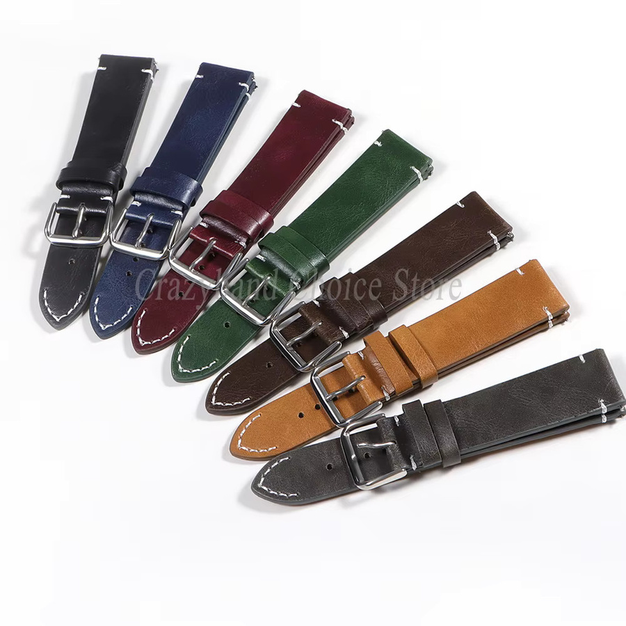 Uhrenarmband Leder, Ölwachs-Leder, Schwarz, Herren - Bild 4