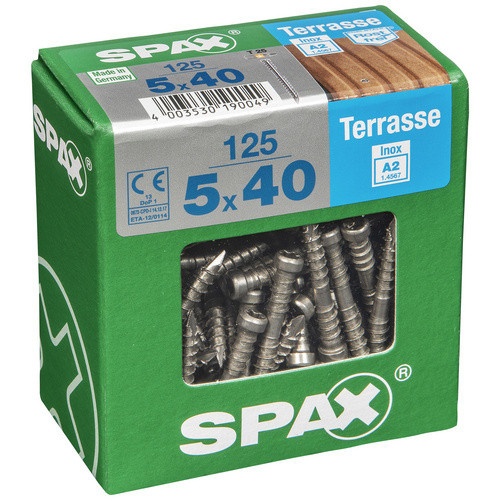 Spax Terrassenschraube Edelstahl Silber, Durchmesser: 5 mm, Länge: 40 mm, 125 Stück - Bild 2