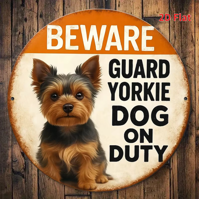 Warnschild Potdemiel Guard Yorkie on Duty mit Yorkshire-Terrier im Vintage-Look, Metall, B/H: 20 x 20 cm - Bild 4