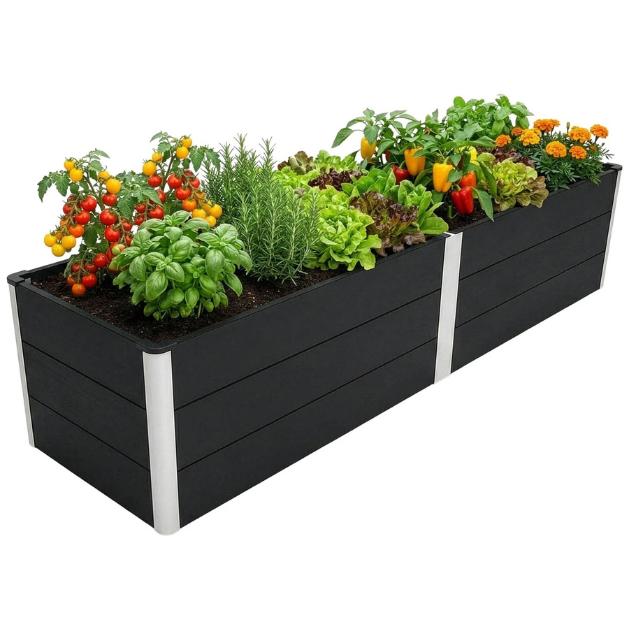 Floordirekt WPC Hochbeet Paros mit Trennwand und Drainage, Anthrazit, B/T/H: 200 x 50 x 45 cm - Bild 2