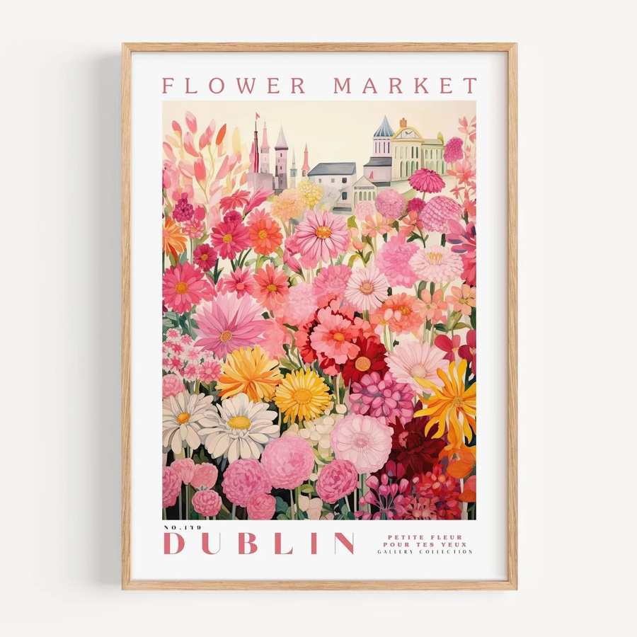 Modernes botanisches Poster Blumenmarkt Dublin in Grün und Multicolour als Wandkunst aus Papier - Bild 2