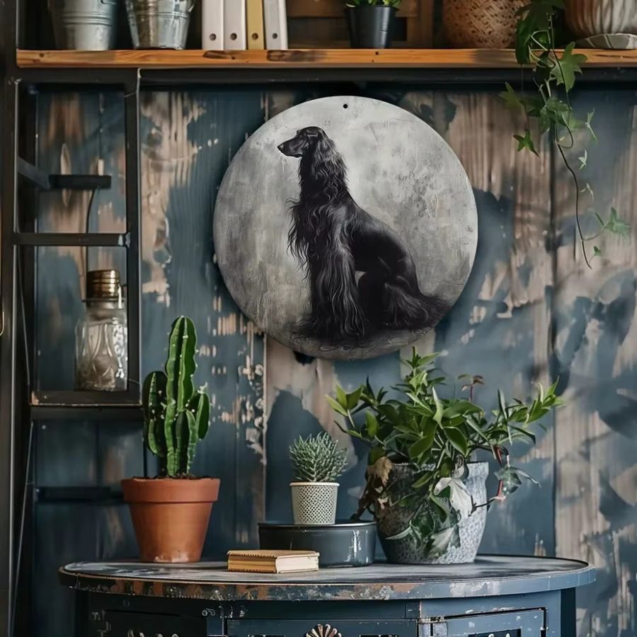 Hello Young Moderne Wanddekoration mit afghanischem Windhund-Porträt in Schwarz-Weiß - Bild 5