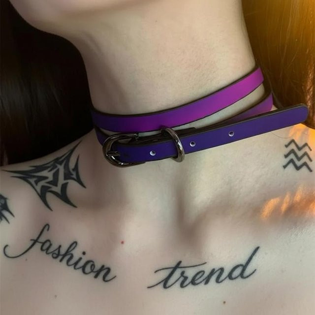 YULIN Halskette Lederketten-Choker, Zinklegierung, Schwarz, Unisex - Bild 1