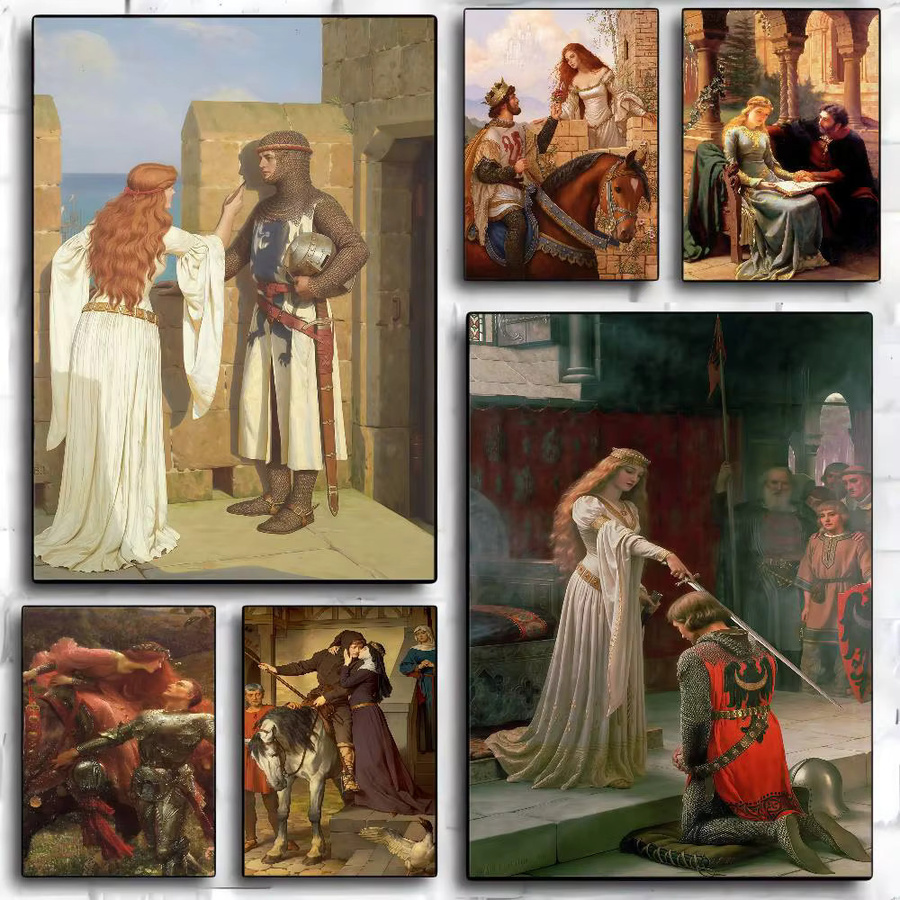 Wasserfester Wandaufkleber Die Accolade von Edmund Blair Leighton als Whitepaper Poster in Multicolor, Rechteckig - Bild 2