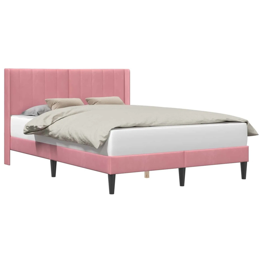 vidaXL Bettrahmen mit Kopfteil aus Samt in Rosa, B/T/H: 140 x 190 x 280 cm - Bild 2