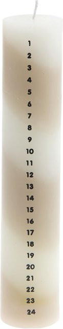Rico Design Adventskalenderkerze gestreift in Beige-Weiß - Bild 1