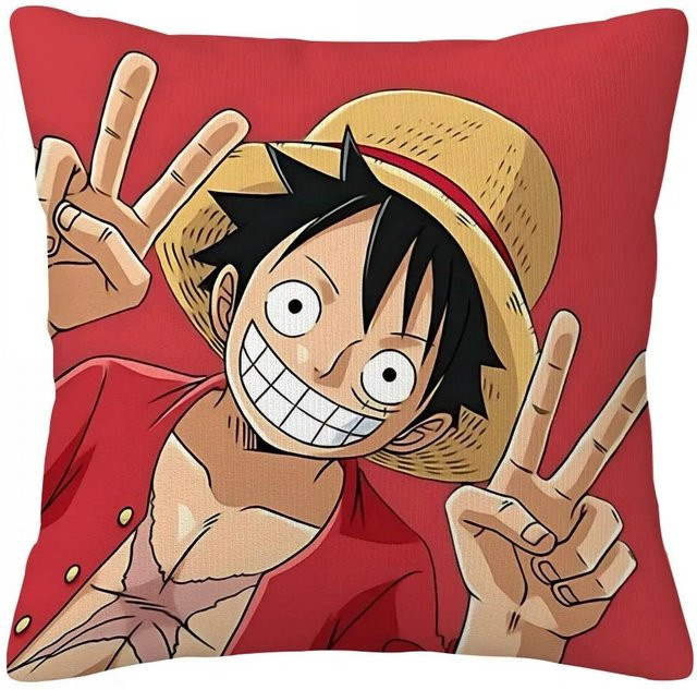 CBZ PILLOWCASE One Piece Monkey D Luffy Kissenbezug Anime Schatz-Thema in Rot, B/T: 50 x 50 cm - Bild 1
