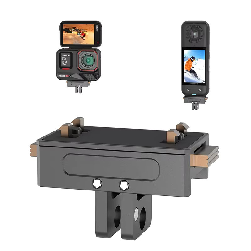 Magnetische Adapterhalterung für Insta360 X5, X4 und Ace Pro 2 Action-Kameras in Schwarz mit Schnellverschluss und Erweiterungssockel - Bild 3