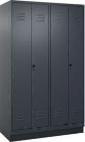 C+P Spind Classic PLUS Schwarz-Weiß-Spind mit 4 Abteilen, Sockel, Anthrazitgrau, H x B x T: 195 x 120 x 50 cm - Bild 1
