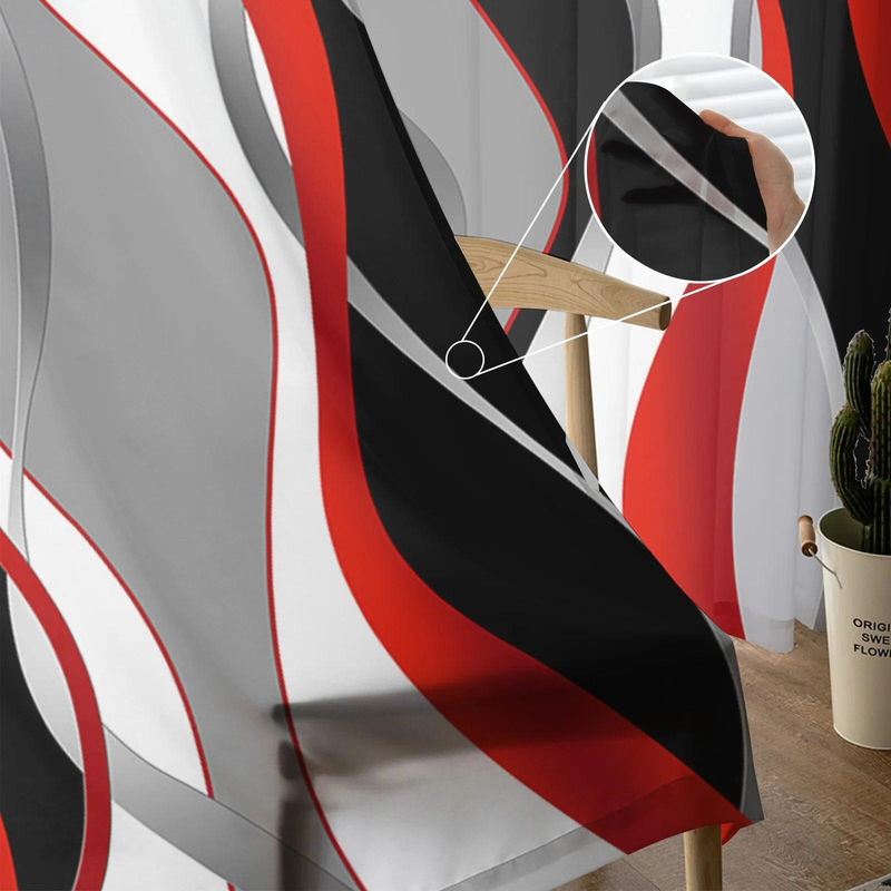 A Family Of Home Textiles Transparentes Voile Tüll Vorhang mit 3D Abstrakten Linien und Farbverlauf in Rot, Breite: 135 cm, Höhe: 114 cm - Bild 4