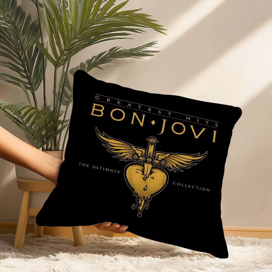 B-Bon J-Jovi Rock Kissenbezug aus Plüsch mit quadratischem Design für dein Sofa und deine Heimdekoration - Bild 3