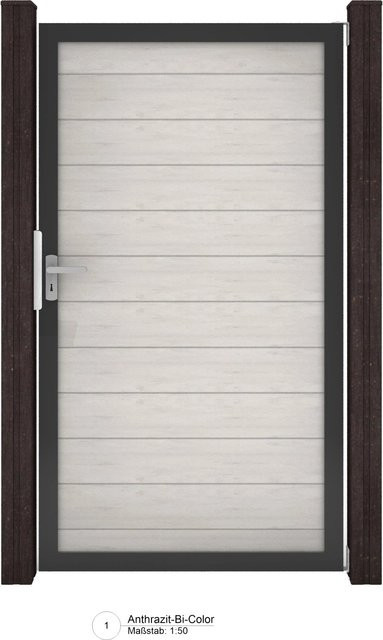 GroJa Solid Steckzaun Tor Universal-DIN Bi-Color Sand-Anthrazit B/H: 100 x 180 cm - Bild 1
