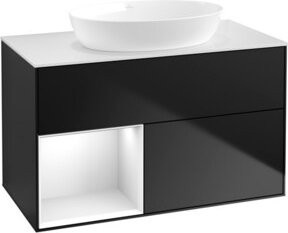 V&B Waschtischunterschrank Finion 100 in Weiß und Schwarz lackiert, Breite: 100 cm, Tiefe: 50,1 cm, Höhe: 50,1 cm - Bild 1