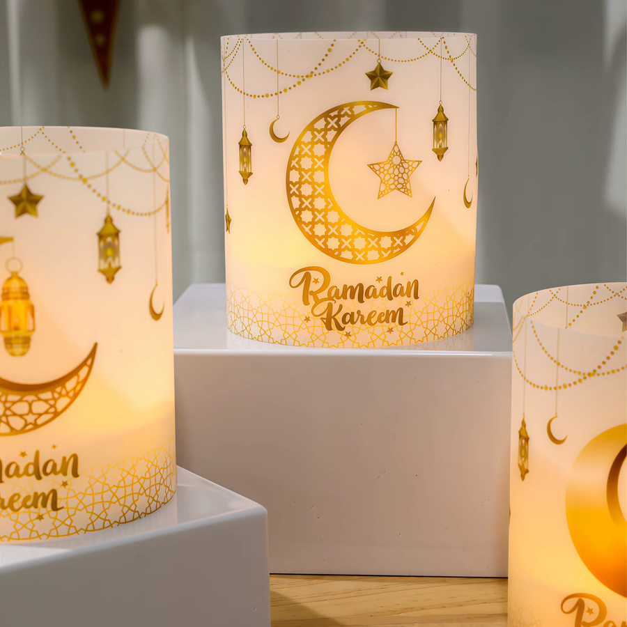 Set aus orientalischen Ramadan Mubarak Papierlaternen in Grau zur Dekoration für Eid Mubarak und Ramadan Kareem Partys - Bild 4