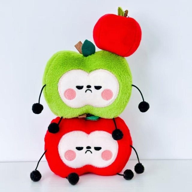 Schlüsselanhänger Plüsch, Caleb Cosplay, Apfel Anhänger, Unisex, green - Bild 1