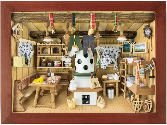 3D-Wandbild Berghütte im rustikalen Design aus Holz, mehrfarbig (Braun, Schwarz, Multicolour) - Bild 1