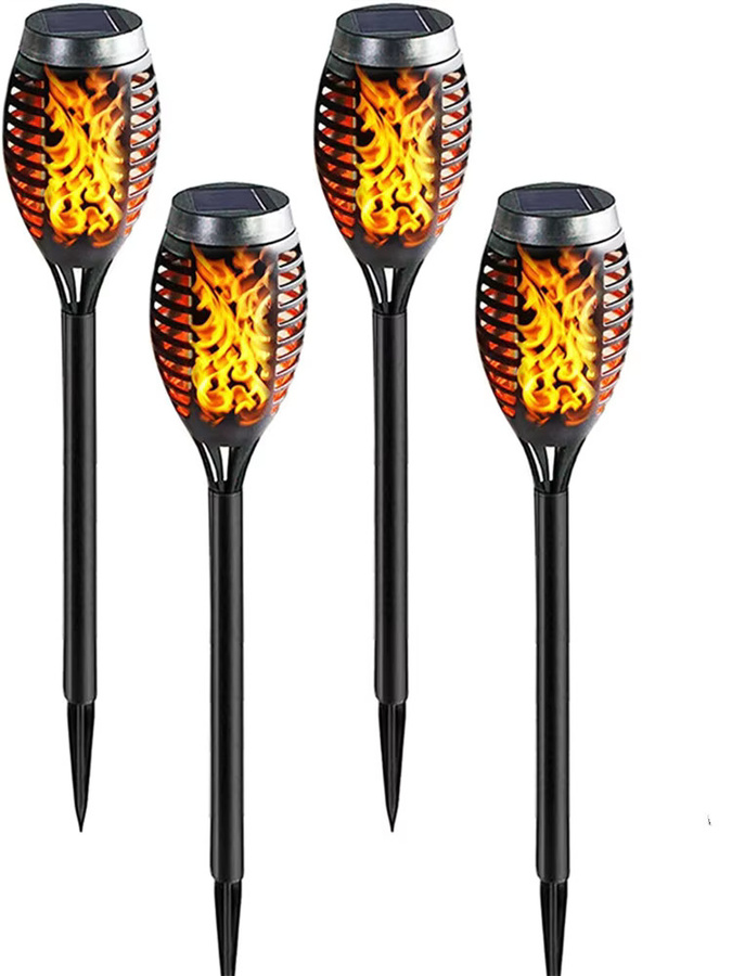 PAMNNY Solar-LED-Flammenleuchte für den Außenbereich, wasserdichte Gartenbeleuchtung in Schwarz - Bild 6