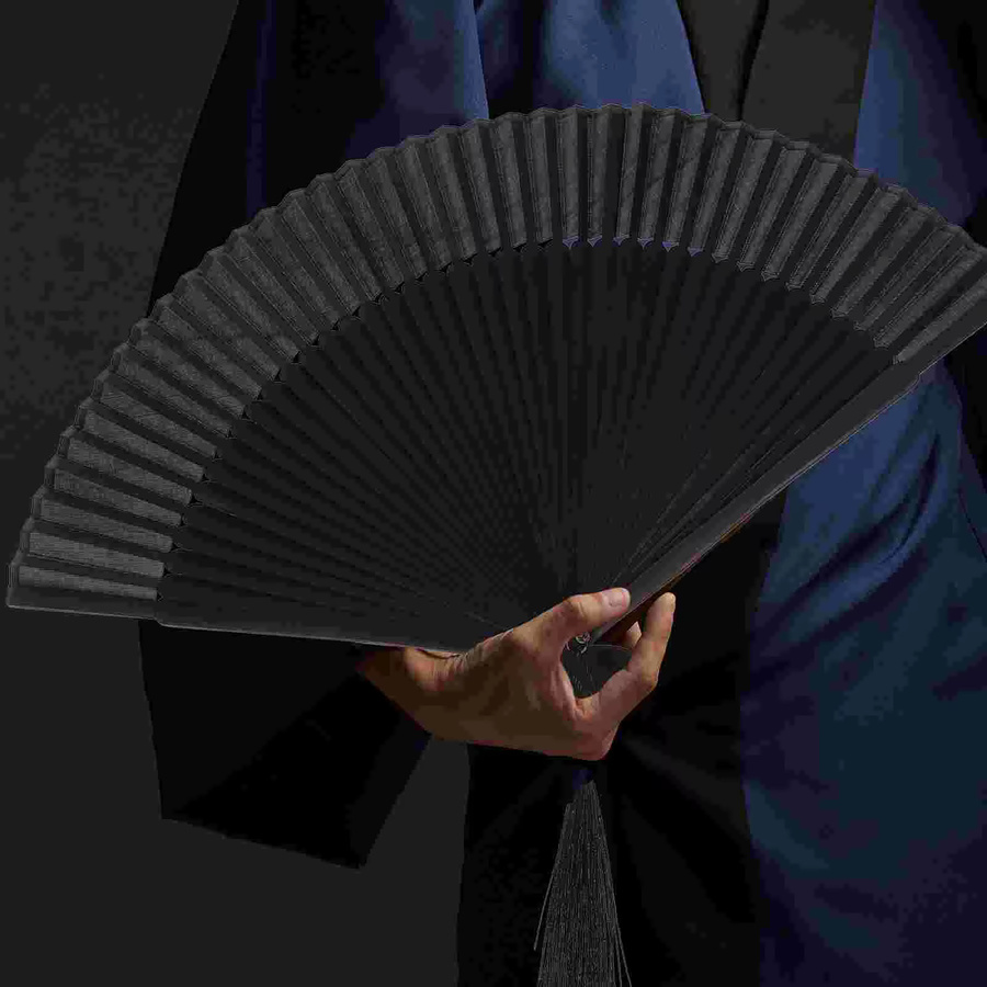 Faltbarer Handventilator im chinesischen Stil für Männer in Schwarz - Bild 2