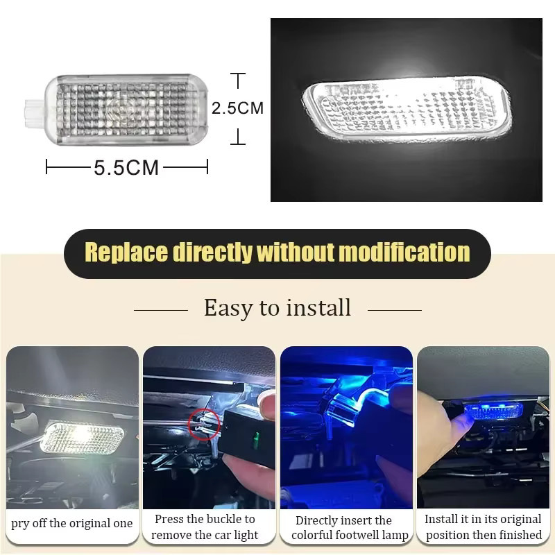 QYJSD RGB LED Auto-Innenraumbeleuchtung für Audi A1 A4 A5 A6 A7 A8 Q3 Q5 Q7 Q8 TT Fußraumbeleuchtung in Transparent - Bild 6