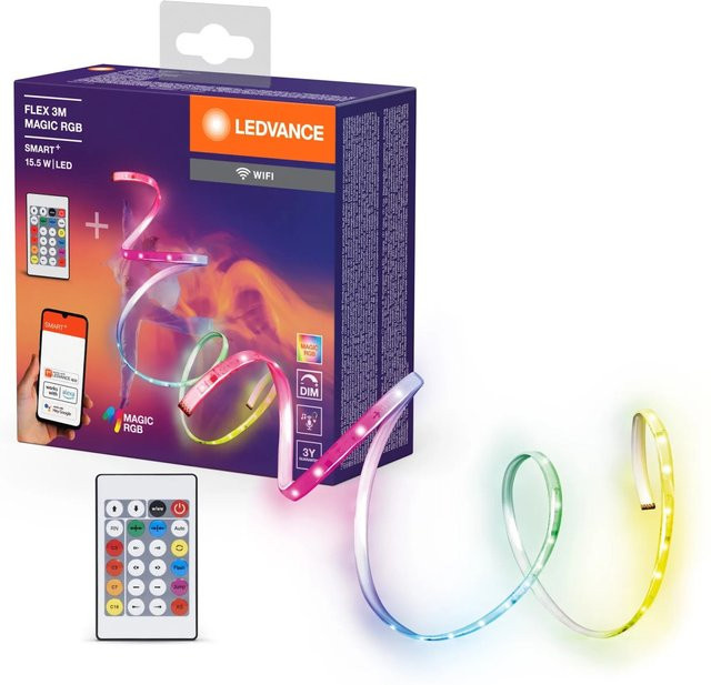 Ledvance Smart+ WiFi LED-Streifen Magic RGB mit Fernbedienung, 300 cm, Multicolour, 15,5 W - Bild 2