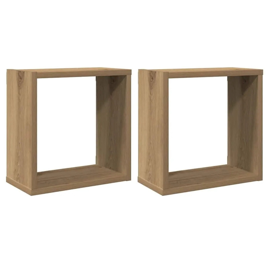 vidaXL Würfel-Wandregale 2er-Set Artisan-Eiche, Farbe Braun, B/T/H: 30 x 15 x 30 cm - Bild 2