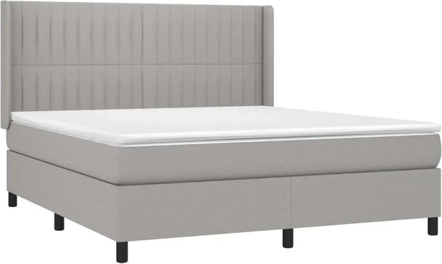 vidaXL Boxspringbett mit Matratze und LED-Beleuchtung in Hellgrau, B/T/H: 160 x 200 x 163 cm - Bild 1