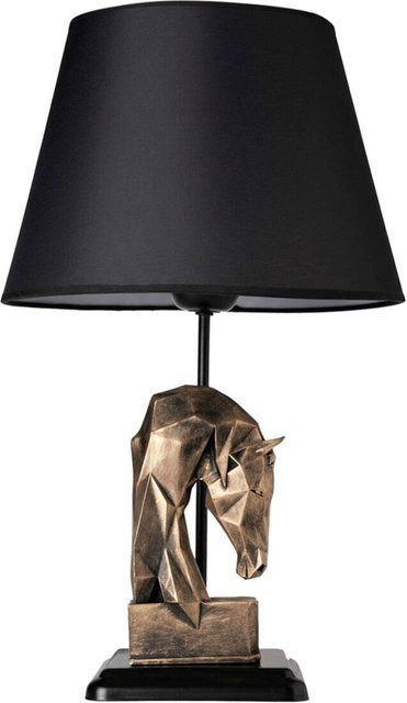Opviq Tischleuchte Modern in Schwarz aus Metall und Stoff mit E27 Fassung, B/H/T: 24 x 50 x 24 cm - Bild 1