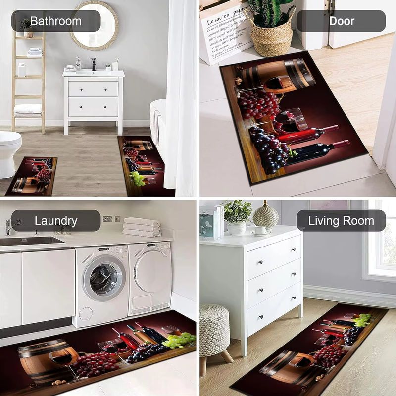 VIKAMA Teppich-Set Rotwein-Design für Küche und Bad, 1 oder 2 Stück - Bild 5