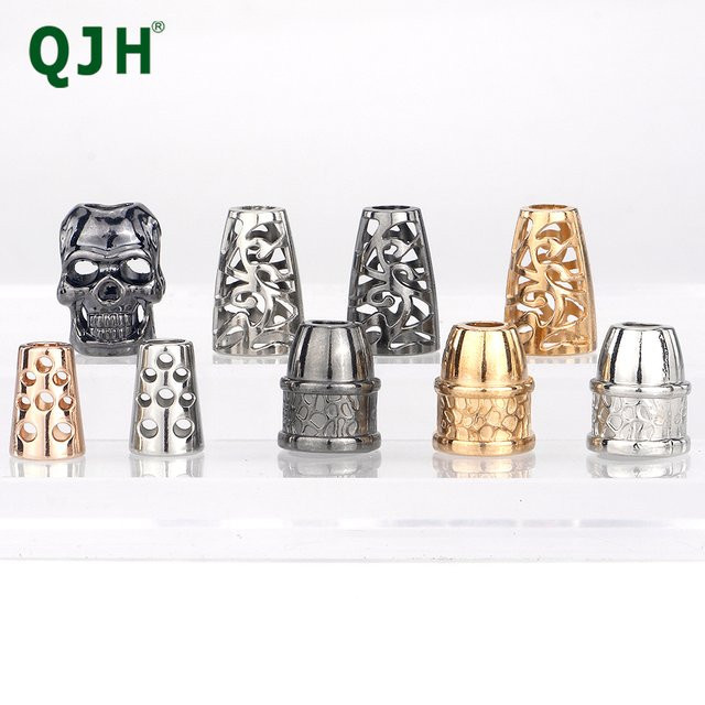50 Stück QJH Metall Hohlglocken Stopper in Silber als konische Kordelenden für Lanyards und Rucksacks DIY Zubehör - Bild 1