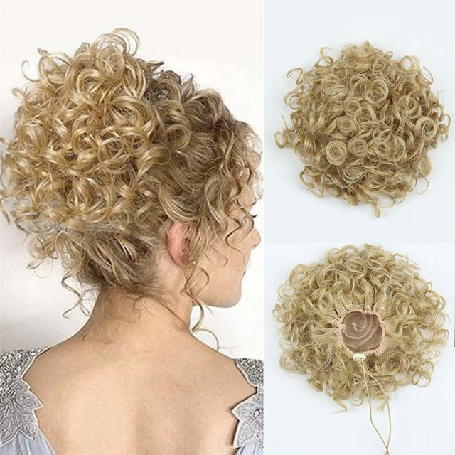 Fräulein Perücke Haarteil-Extensions, lockiger Dutt, Schwarz, 25 cm - Bild 1