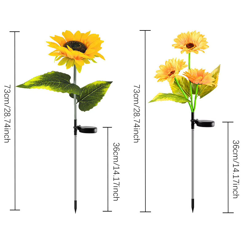 SHENZHITECH Solar-Sonnenblumenlichter mit LED in Warmweiß, gelbe Blumen-Gartenstecker zur Dekoration von Garten, Rasen und Terrasse - Bild 5